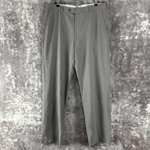 Pronto Uomo Size 36 Wool Career Flat Front Pants Gray Button Zip Pocket